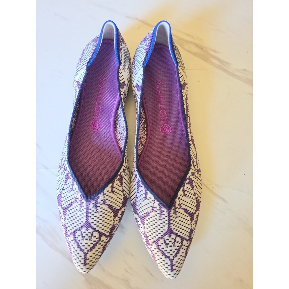 Rothys The‎ Flat Pointed Toe Floral Wisteria Violet Purple Shoes Women's Sz 11